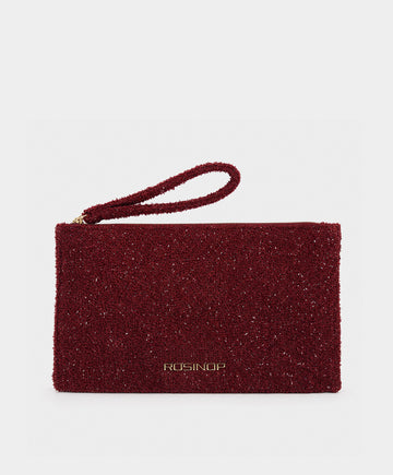 Burgundy Textured Wristlet Cosmetic Bag