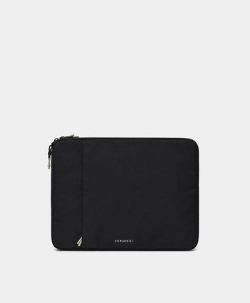 Black Padded Laptop Sleeve with Front Pocket