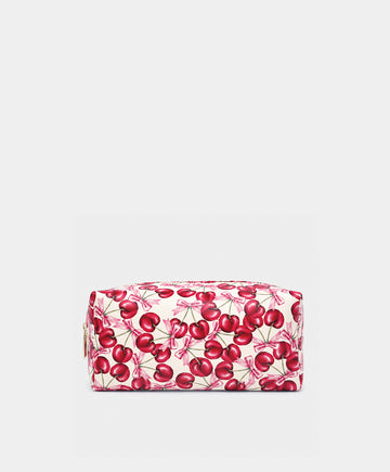 Cherry Bow Print Cosmetic Bag