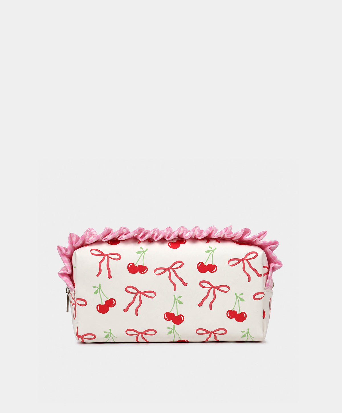 Cherry Bow Ruffle Cosmetic Bag