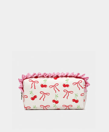 Cherry Bow Ruffle Cosmetic Bag