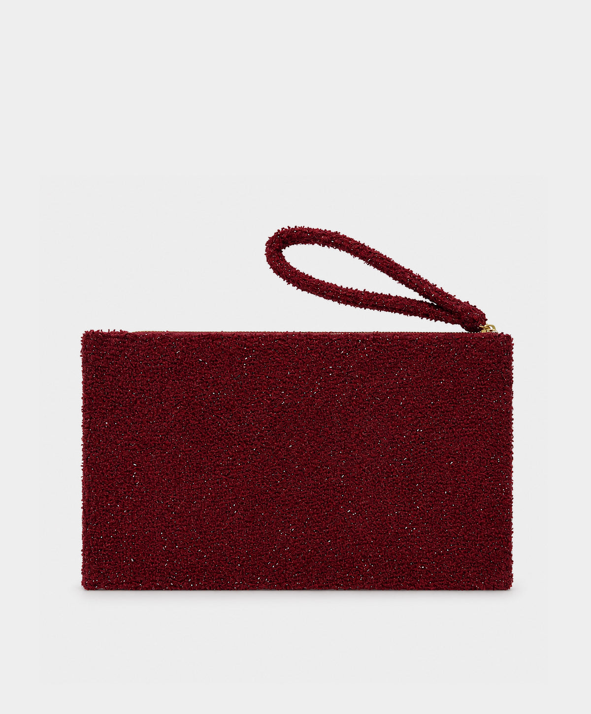 Burgundy Textured Wristlet Cosmetic Bag