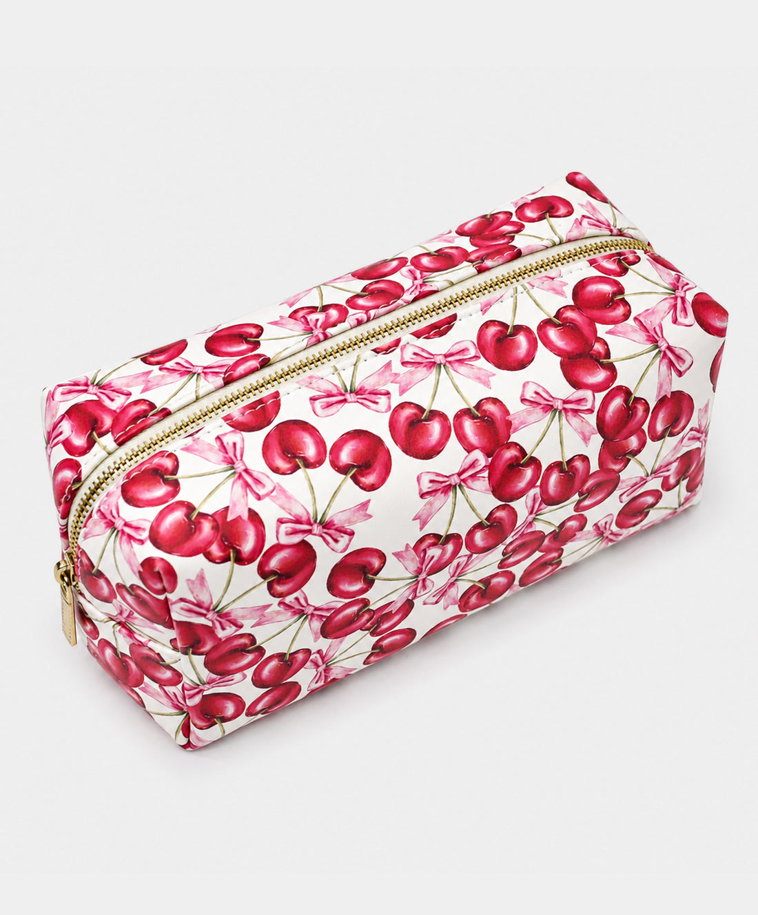 Cherry Bow Print Cosmetic Bag