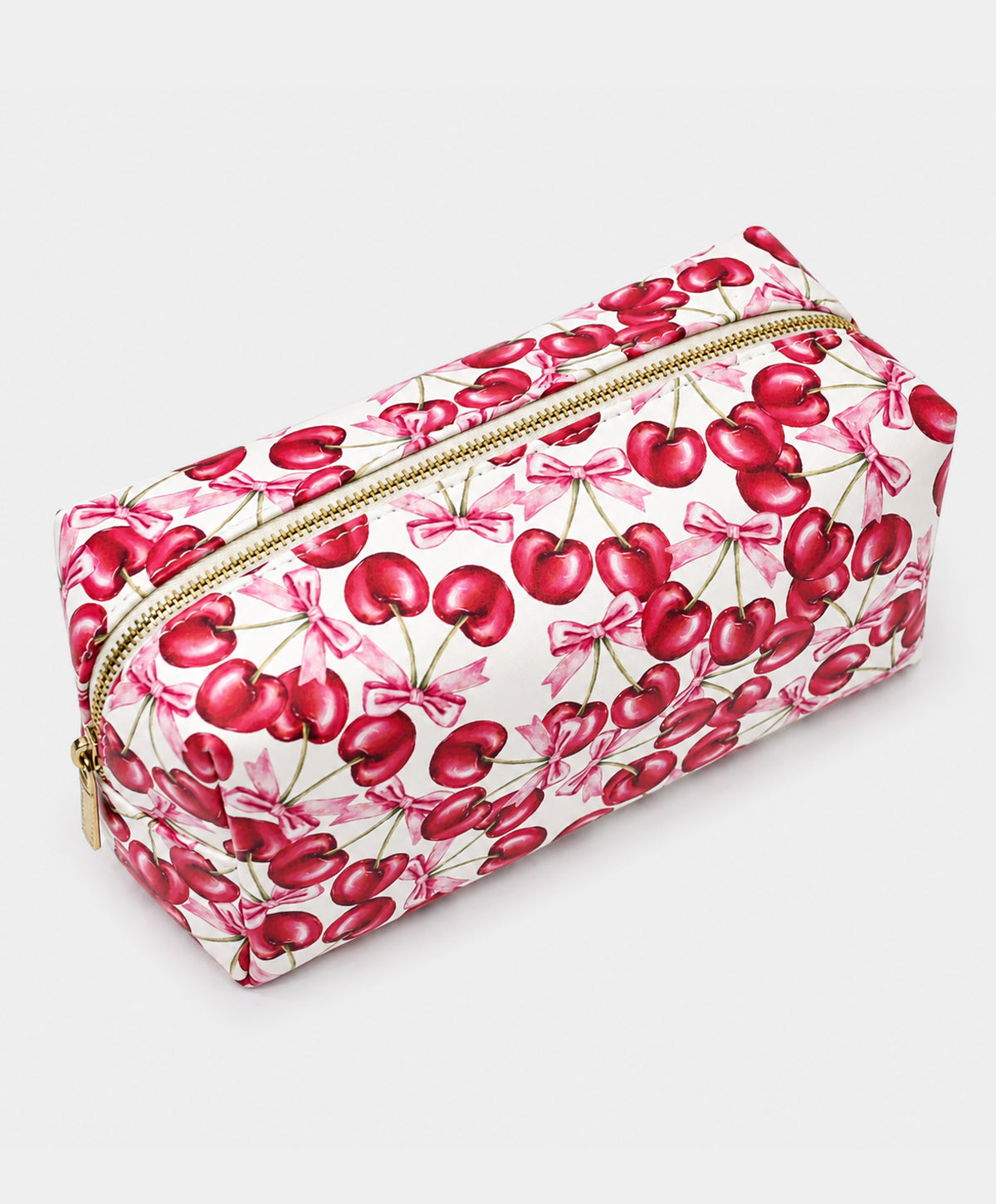 Cherry Bow Print Cosmetic Bag