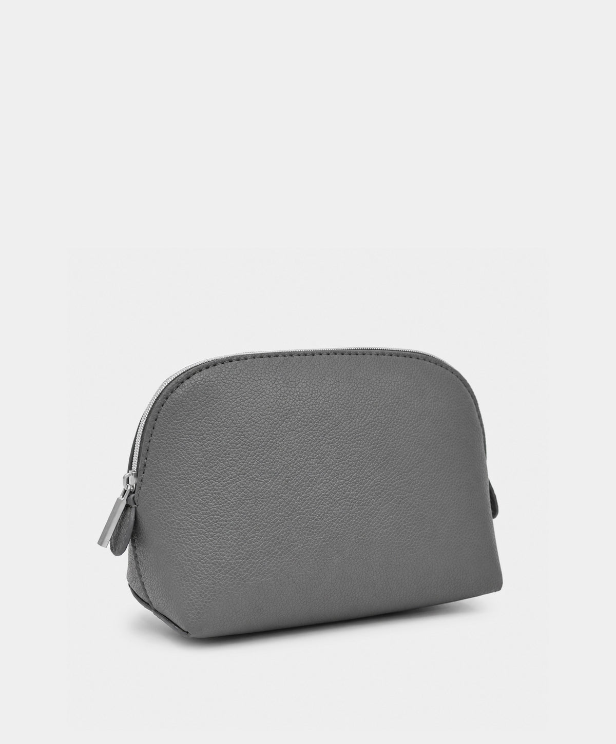 Gray Pebbled Faux Leather Cosmetic Bag