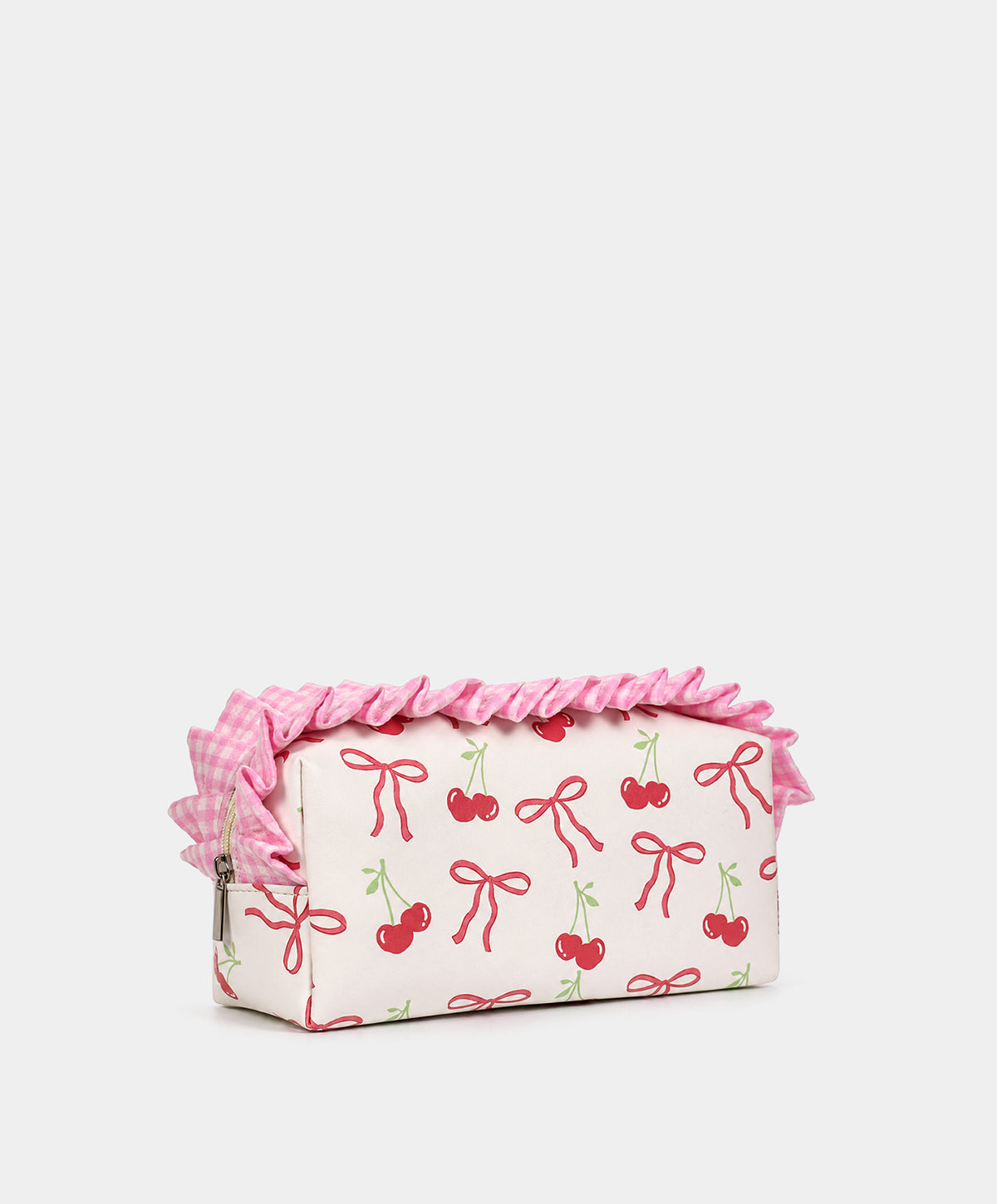 Cherry Bow Ruffle Cosmetic Bag