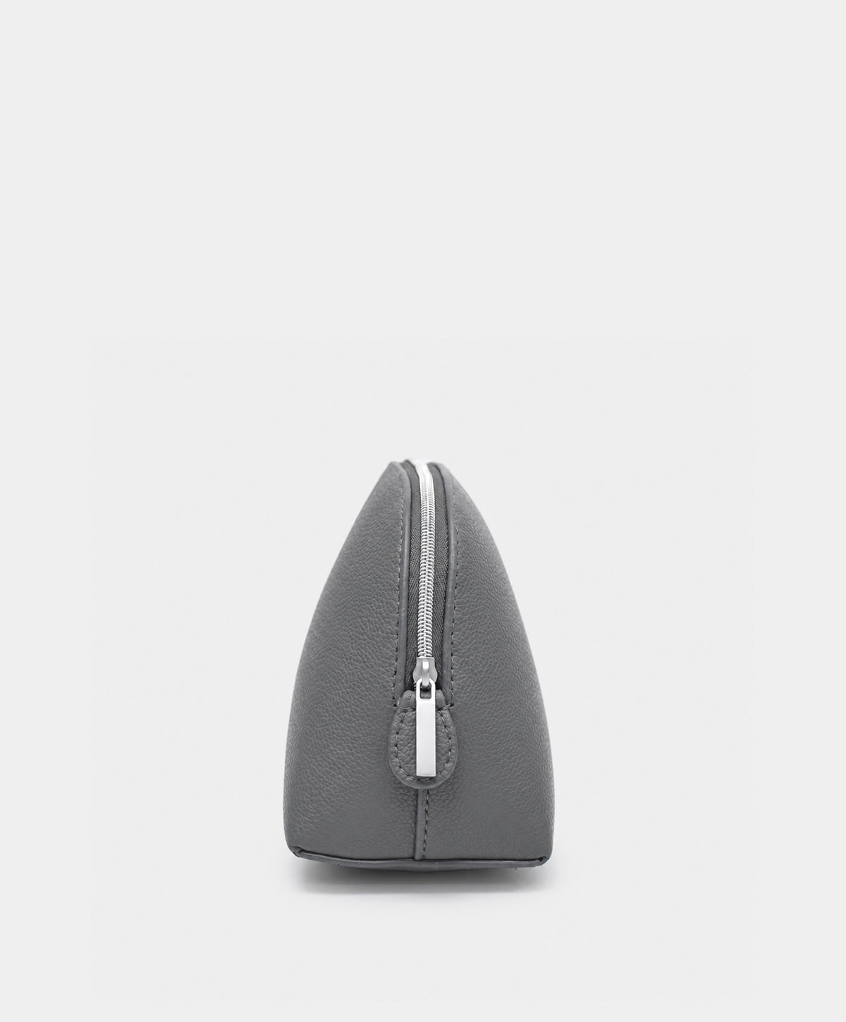 Gray Pebbled Faux Leather Cosmetic Bag