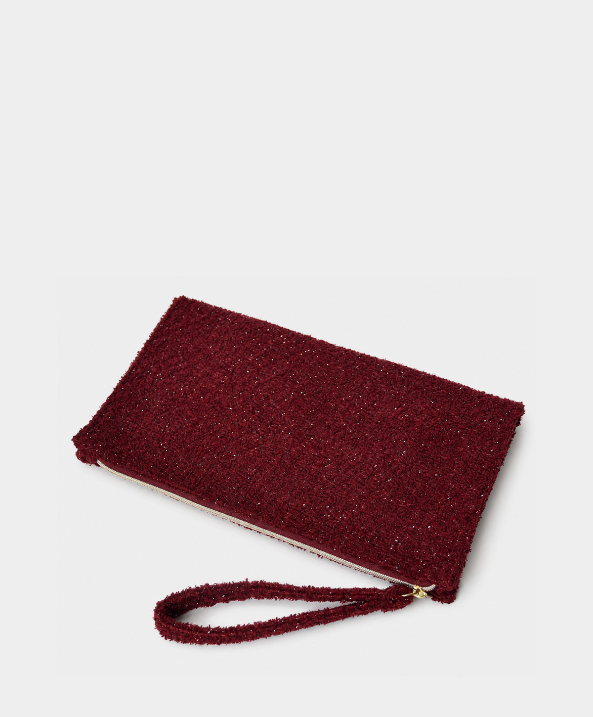 Burgundy Textured Wristlet Cosmetic Bag