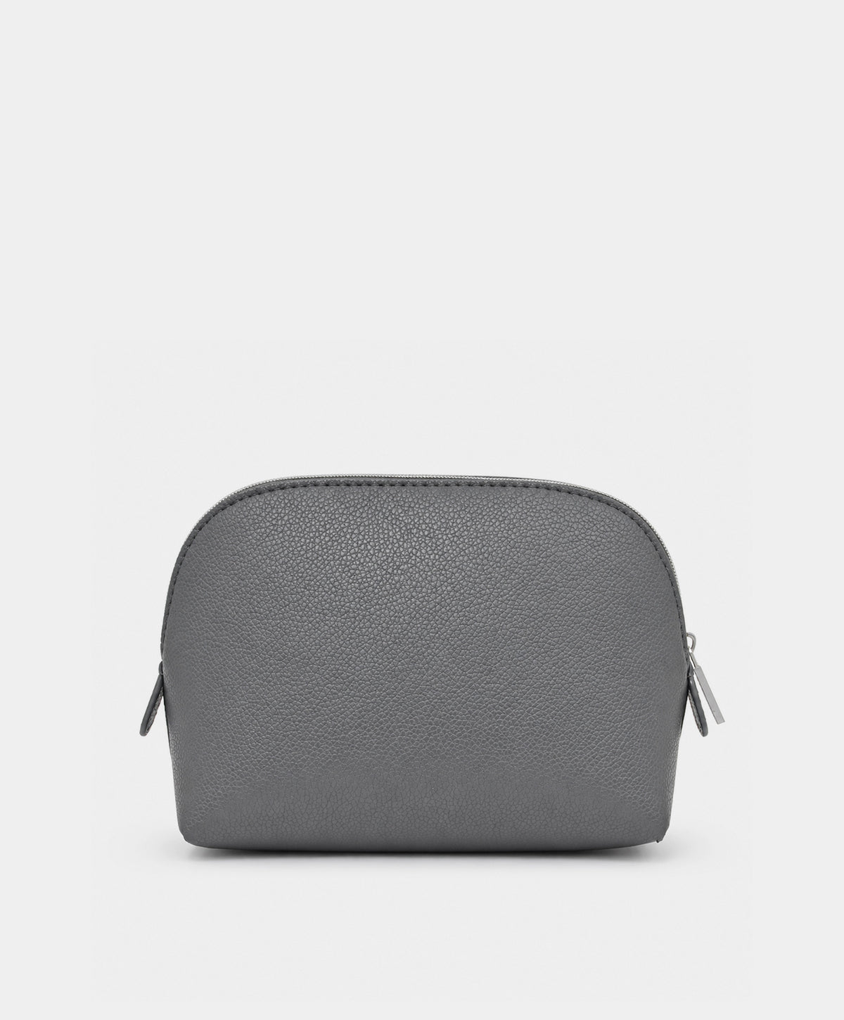 Gray Pebbled Faux Leather Cosmetic Bag