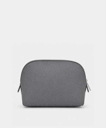 Gray Pebbled Faux Leather Cosmetic Bag