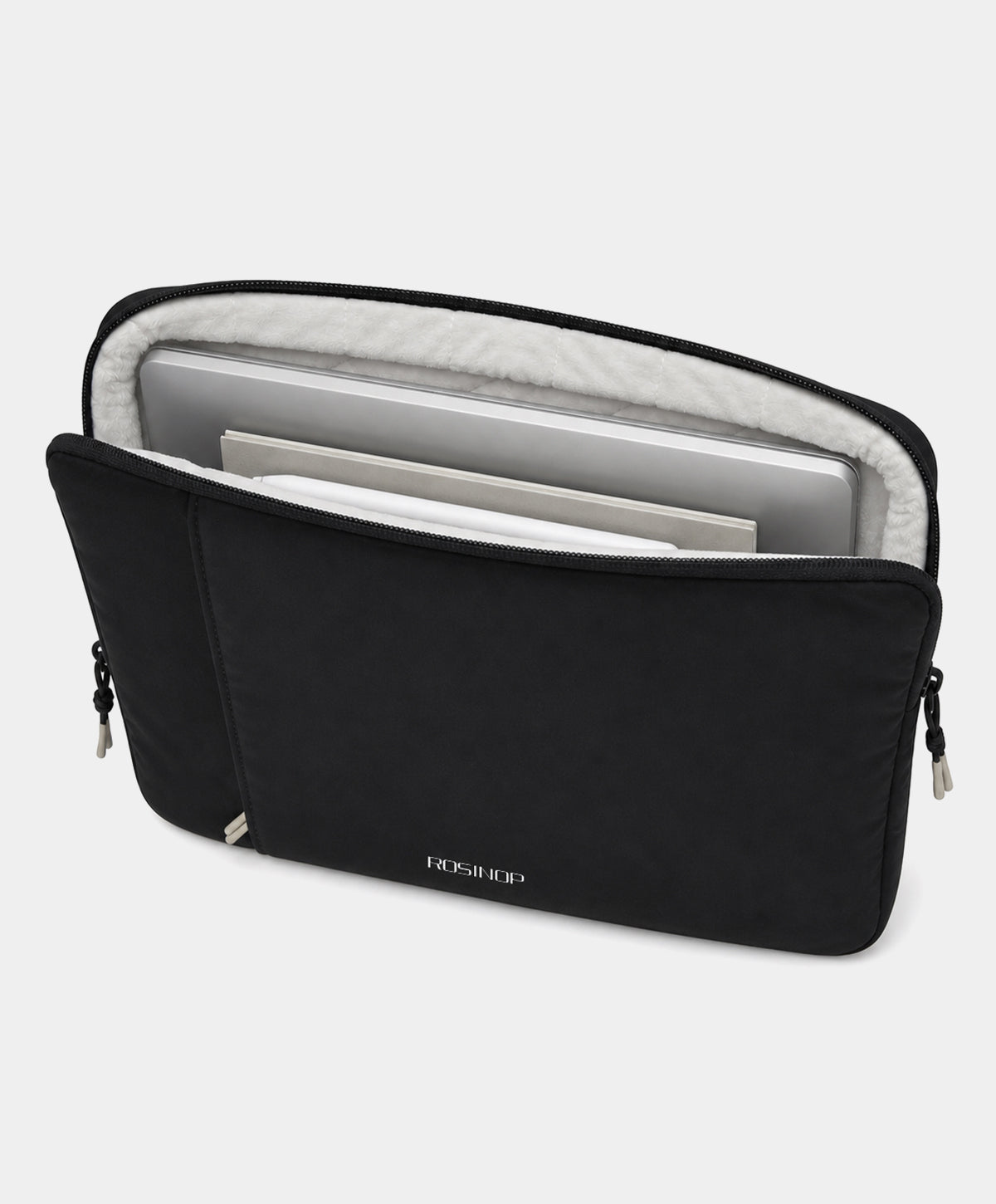 Black Padded Laptop Sleeve with Front Pocket