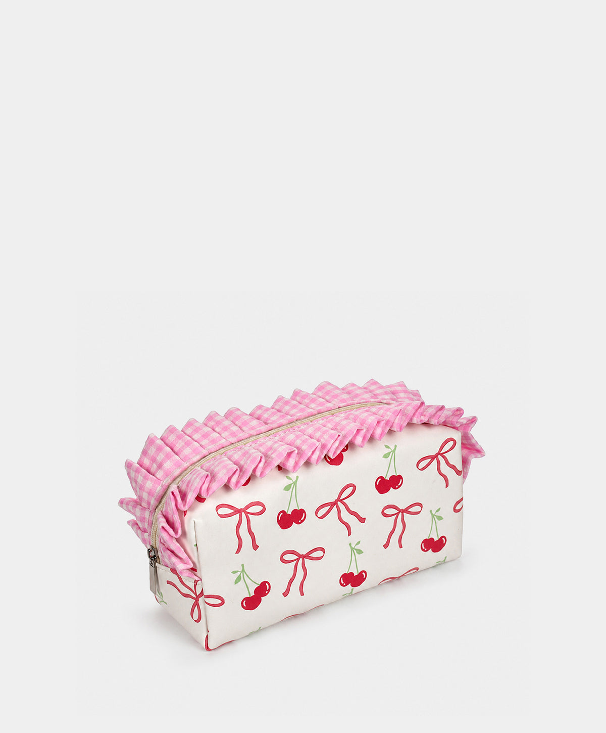 Cherry Bow Ruffle Cosmetic Bag