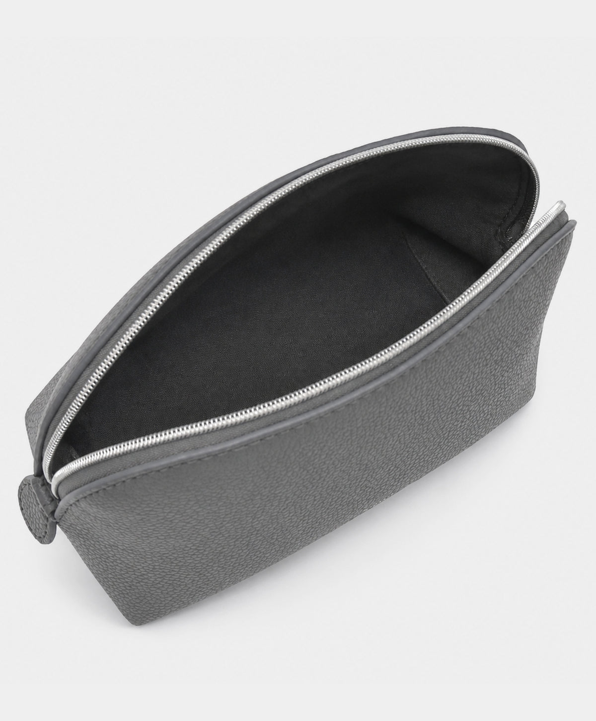 Gray Pebbled Faux Leather Cosmetic Bag