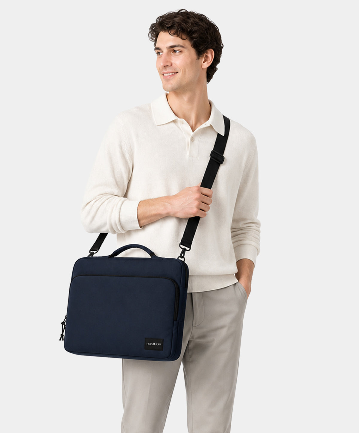 Navy Blue Convertible Laptop Briefcase