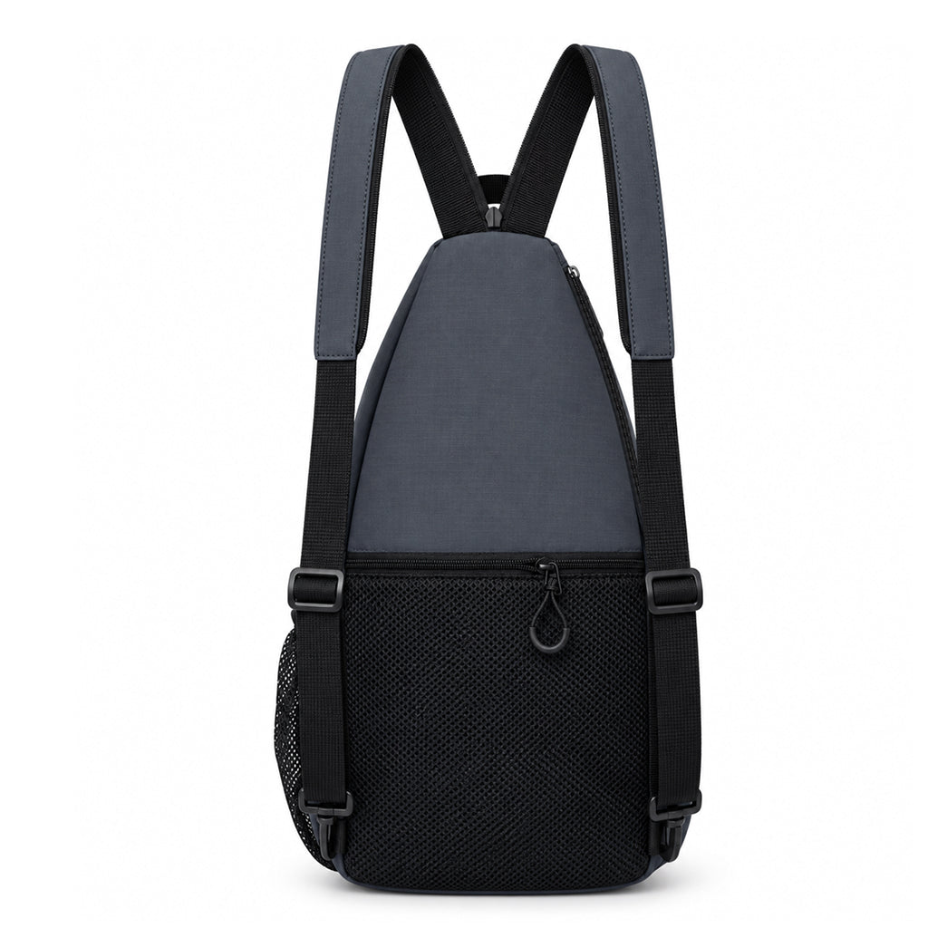 Convertible shoulder strap unzipped into two backpack straps on the slate gray pickleball bag.