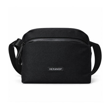 Black ROSINOP organizer crossbody bag, front view.