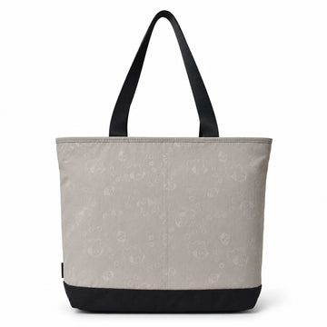 Front view of the gray picnic tote with subtle print.