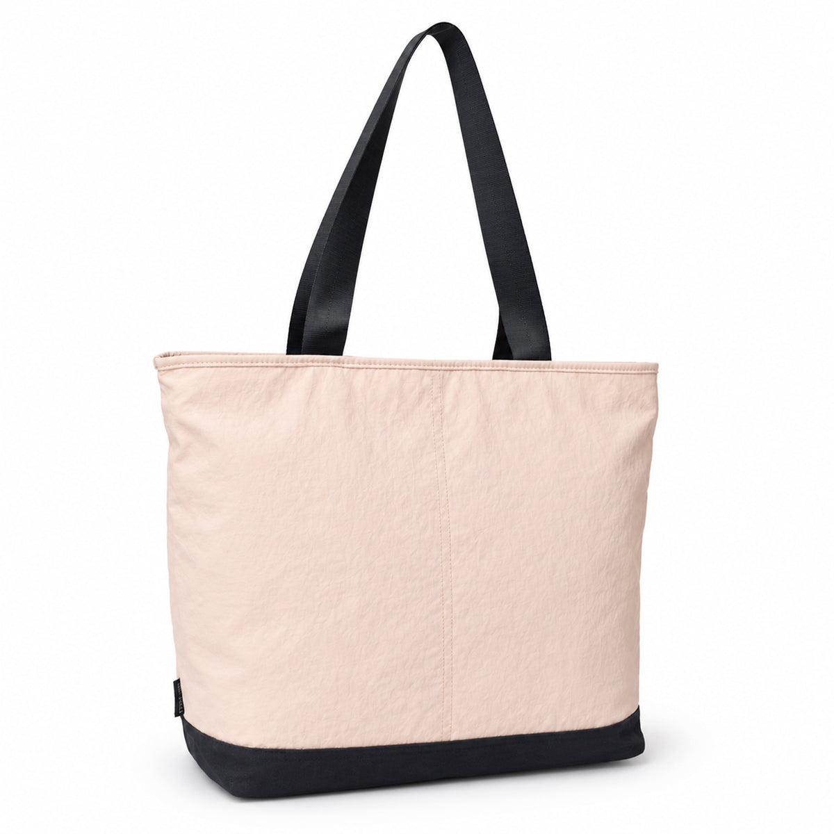 Three-quarter view of the blush pink tote.